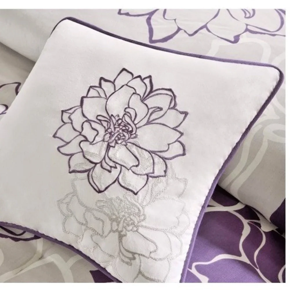 Madison Park Lola Decorative Pillows Solid Purple & White/Purple Floral‎